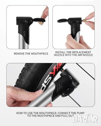 Компактна помпа за велосипед, снимка 3 - Аксесоари за велосипеди - 42793336