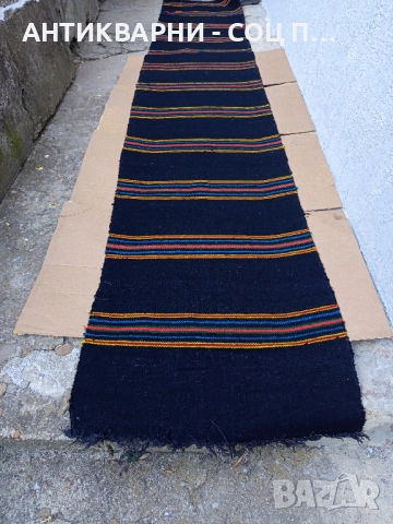 Стара Вълнена Ръчно Тъкана Двустранна Черга Пътика 400см./75см. , снимка 3 - Антикварни и старинни предмети - 51738335