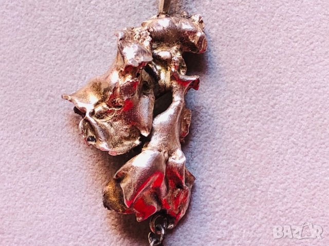 Невероятен медальон от необработено сребро с камък “Кръвта на Христос”, снимка 4 - Колиета, медальони, синджири - 29352523