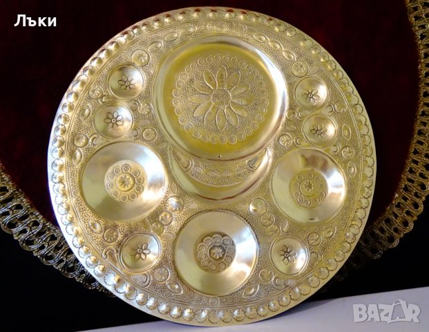 Персийски поднос от месинг,маркиран. , снимка 3 - Антикварни и старинни предмети - 36673930