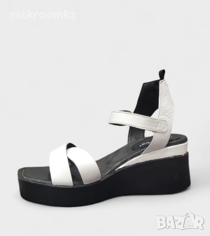Дамски кожени сандали на платформа бели 20616-1465 white, снимка 2 - Сандали - 54256377