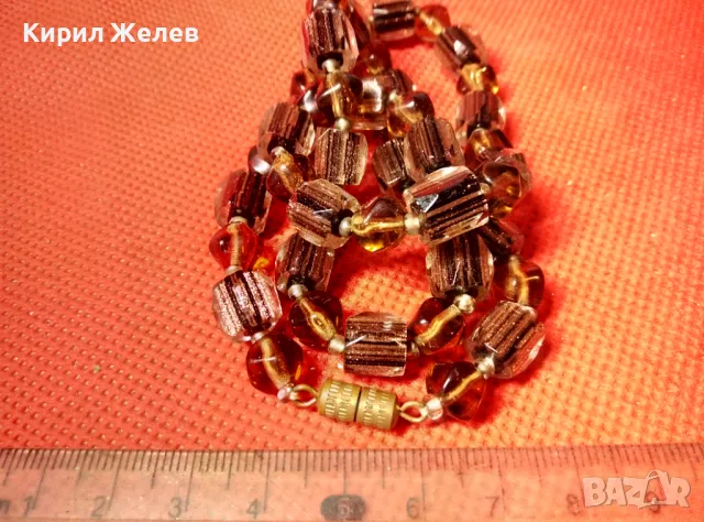 СТАР РЕТРО ГЕРДАН МЪНИСТЕНА ОГЪРЛИЦА с ФАСЕТИРАНИ ЦВЕТНИ КРИСТАЛИ и БРОНЗОВА ЗАКОПЧАЛКА 39688, снимка 5 - Антикварни и старинни предмети - 47284288