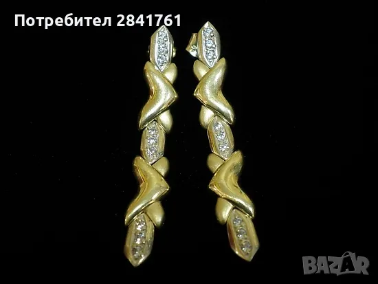 Златни обеци жълто и бяло злато 14К