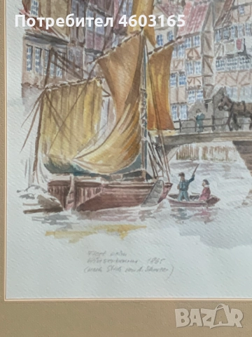 стара картина акварел от 1865г, снимка 6 - Картини - 52681351