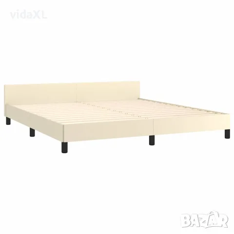 vidaXL Рамка за легло с табла без матрак, кремава, 180x200 см, снимка 4 - Спални и легла - 56147173