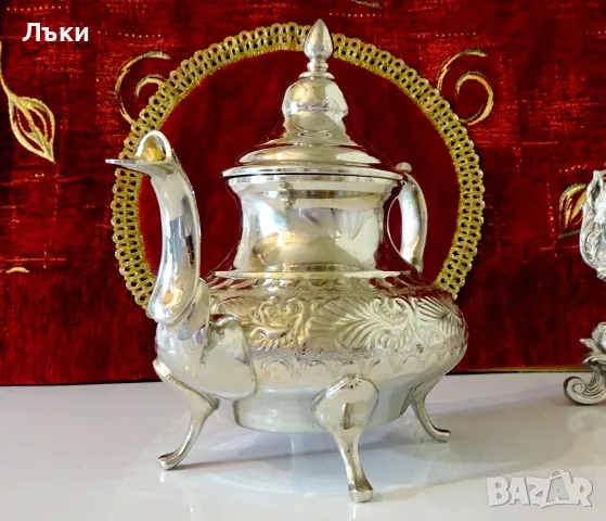 Посребрен бронзов чайник,кана Palace Fes,2.5 л. , снимка 6 - Антикварни и старинни предмети - 55862993