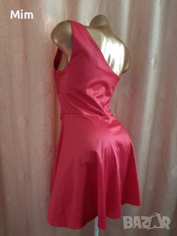 FISHZONE M Червена сатенена рокля с една презрамка, снимка 3 - Рокли - 39089126