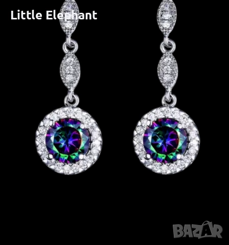 Pre order Сребърни висящи обеци"Mystic hologram",колекция"Famous"/нови