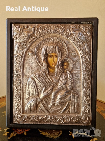 Чудесна антикварна сребърна икона със сертификат и маркировка , снимка 2 - Икони - 51686618
