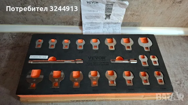 Чисто нов комплект ключове лапа (Crowfoot) VEVOR – 24 части (Метрични и SAE)