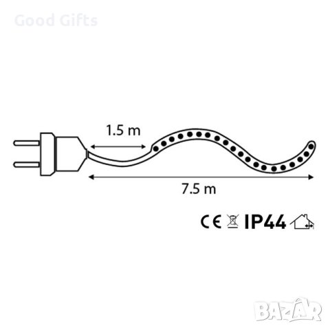 LED Светещ Коледен маркуч, 7.5м Многоцветен, снимка 3 - Лед осветление - 42743391