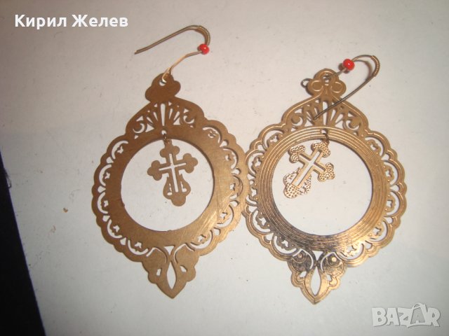 ЗЛАТИСТИ с КРЪСТЧЕТА ИНТЕРЕСНИ СТАРИ ОБЕЦИ 72821, снимка 5 - Обеци - 30637630