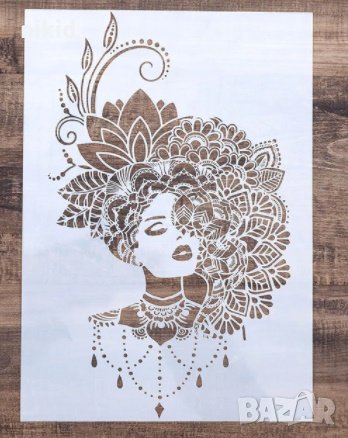 Маскирана Жена с прикрито лице стенсил шаблон за спрей за торта украса Scrapbooking