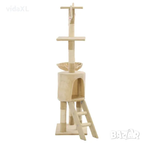 vidaXL Котешко дърво със сизалени стълбове, 138 см, бежово, снимка 4 - За котки - 56146219