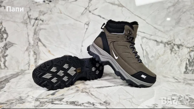Мъжки зимни кубинки Nike цвят каки, снимка 3 - Мъжки боти - 56150725