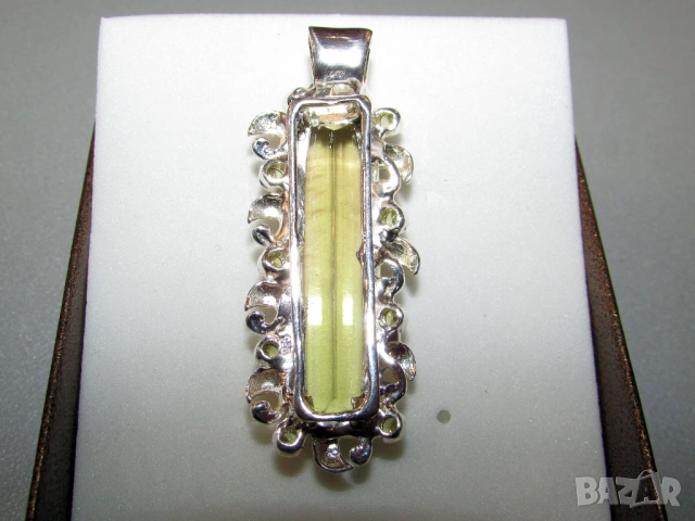 925 сребърно колие с лимонов кварц 65 карата, снимка 6 - Колиета, медальони, синджири - 54053456