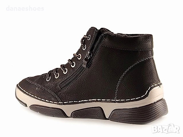 Ниски боти с два ципа и връзки в черно , снимка 2 - Дамски боти - 52228655