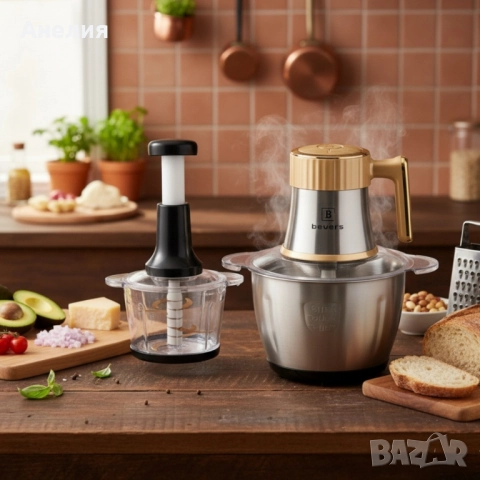 Многофункционален ел.кухненски чопър Beyers+ръчен чопър , снимка 3 - Чопъри и пасатори - 52151322