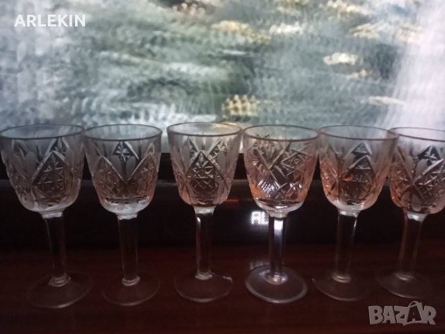 Руски Кристални Чаши от 80 години, снимка 6 - Чаши - 35188481