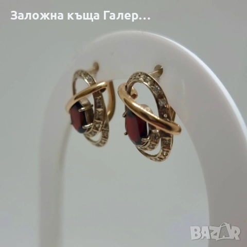 Елегантни златни обеци 585 с фианити – 5,26 г, снимка 2 - Обеци - 54215446