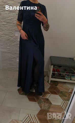 Swing официална рокля, тъмносиня, дантела, L/XL размер , снимка 17 - Рокли - 38350234