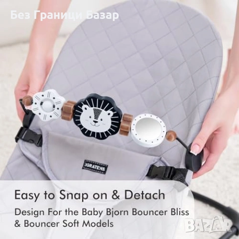 Нова Дървена играчка за бебешки шезлонг с огледало черно бяла лъвче арка бебе