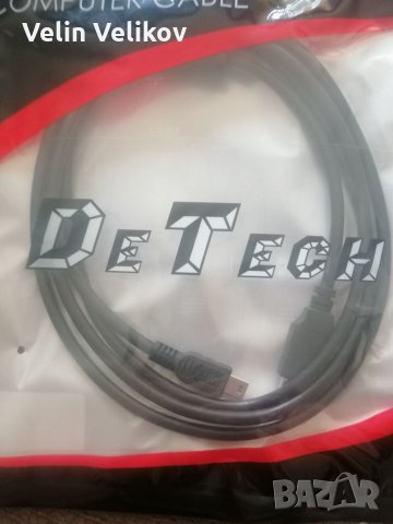 Кабел DeTech USB - USB Mini, 1.5m, снимка 2 - Друга електроника - 34130099