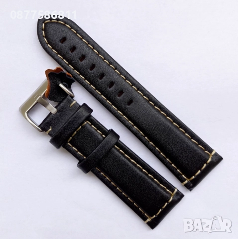 НОВА КОЖЕНА КАИШКА ОБШИТА С БЯЛ ШЕВ/КОНЕЦ.ЛУКСОЗНИ КОЖЕНИ КАИШКИ ЗА ЧАСОВНИЦИ С БЯЛ ТИГЕЛ. KAISHKA, снимка 17 - Каишки за часовници - 51612177