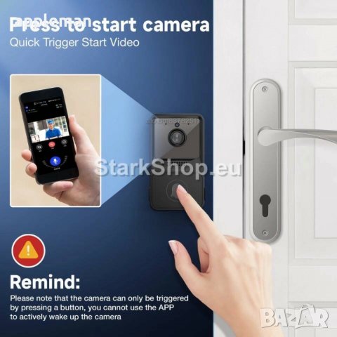 Безжичен видео звънец с камера и звук домофон аларма, снимка 3 - Други - 38881715