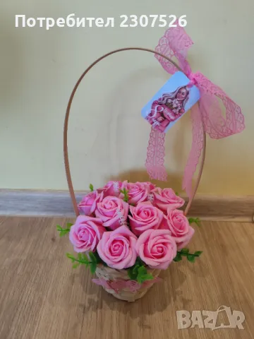 Кошница с рози, снимка 6 - Подаръци за жени - 49093412