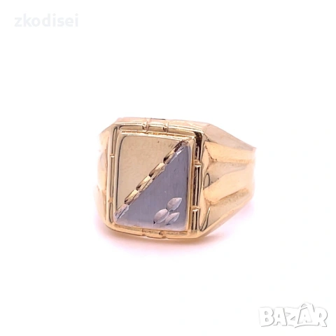 Златен мъжки пръстен 3,11гр. размер:62 14кр. проба:585 модел:38177-1, снимка 2 - Пръстени - 53981412