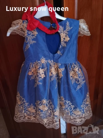 детска рокля в тъмно синьо и златно, снимка 2 - Бебешки рокли - 50493539