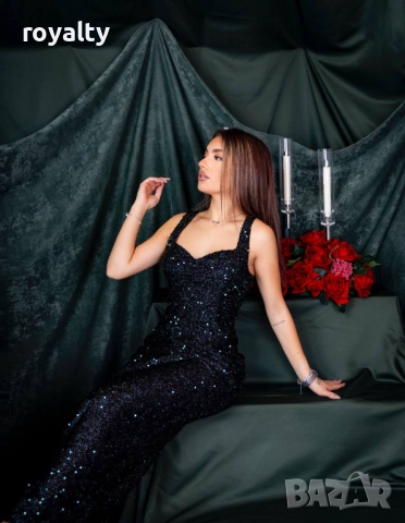 Пайетена Рокля в Тъмно Зелен Цвят, снимка 4 - Рокли - 52884915