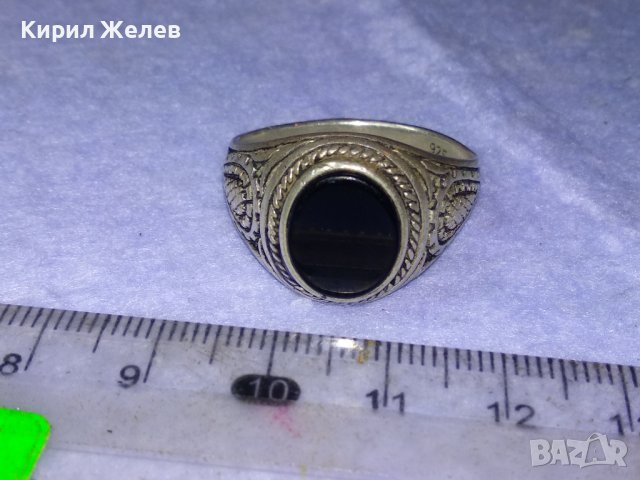 СКЪПОЦЕНЕН ОРНАМЕНТИРАН РЕТРО СРЕБЪРЕН ПРЪСТЕН СРЕБРО 925 АНГЛИЯ ЮВЕЛИРНО ШЛИФОВАН ЧЕРЕН ОНИКС 40625, снимка 11 - Пръстени - 42656041