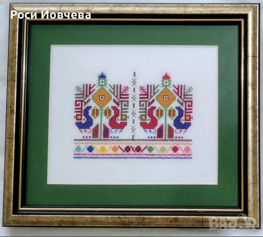 ръчно бродирана шевица "Богинята майка с две птици", за годеж, сватба, годишнина, за нов дом, повод, снимка 3 - Декорация за дома - 38743424