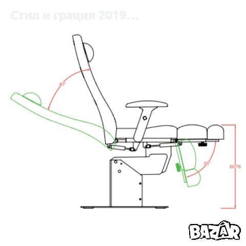 Стол за педикюр Extens (1 мотор) 190 х 56/74,5 х 60/78 см, снимка 4 - Педикюр и маникюр - 44404078