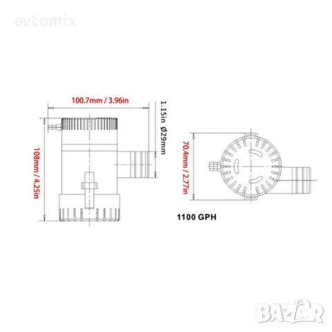 Отводнителна потопяема помпа, 12V, 1100GPH 3500GPH , снимка 8 - Аксесоари и консумативи - 49913882