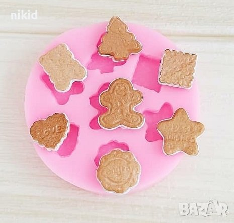 7 бисквитки десерти мече човече елха сърце силиконов молд форма фондан , снимка 2 - Форми - 40053203