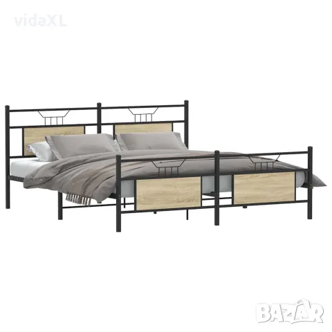 vidaXL Метална рамка за легло, без матрак, сонома дъб, 160x200 см, снимка 3 - Спални и легла - 56147059