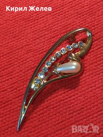 ПРЕКРАСНА ПОЗЛАТЕНА ПЕРЛЕНА БРОШКА с ИСКРЯЩИ ФАСЕТИРАНИ КРИСТАЛИ ВИНТИДЖ БИЖУ 45612, снимка 11 - Други - 46232111