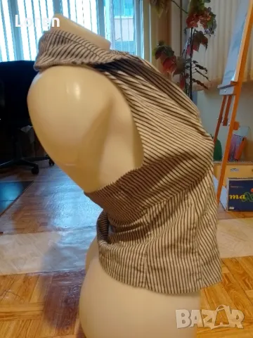 Секси потниче с гол гръб на раета черно и бяло, снимка 3 - Потници - 49531510