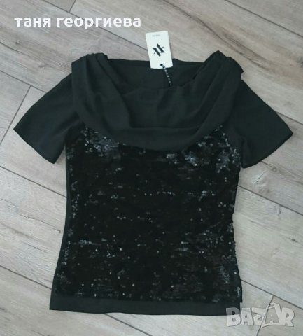 блуза с къс ръкав и пайети
