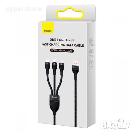 Кабел USB към Lightning, Type C и Micro USB 3 в 1 100W Baseus CASS030001 1.2m Cable 3 in 1, снимка 5 - USB кабели - 38557708