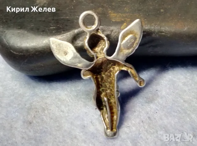 ФИГУРАЛЕН СРЕБЪРЕН ПЕНДАНТ АМУРЧЕ / АНГЕЛЧЕ СРЕБРО 925 РЪЧНА АР НУВО СТИЛ МАЙСТОРСКА РАБОТА 19466, снимка 5 - Колиета, медальони, синджири - 50056528