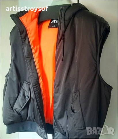 Нов мъжки елек , с качулка,  на Zara, размер L, снимка 4 - Якета - 54204501