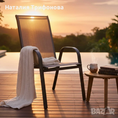 Стифиращи се градински столове от стомана и текстил – комплект 2 броя, снимка 4 - Градински мебели, декорация  - 53212168