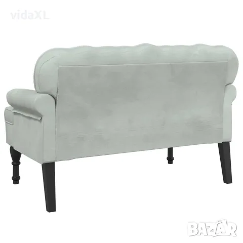 vidaXL Пейка с облегалка, светло сива, 119,5x64,5x75 см, кадифе, снимка 5 - Дивани и мека мебел - 56147416