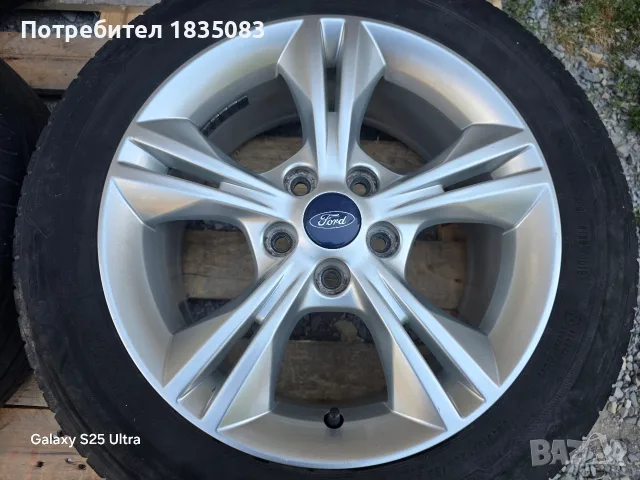 Лети джанти 16ки 5х108 Ford + летни гуми 205/55/16 Barum, снимка 6 - Гуми и джанти - 55797680