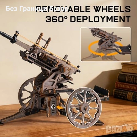 Нов 3D дървен пъзел ROKR ST-5 механичен модел 142 части с въртяща кула изстрелване, снимка 6 - Други - 54233901