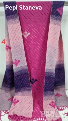 Кашмирен шал на  пчели уникален дизайн  две лица, снимка 6 - Шалове - 52749123